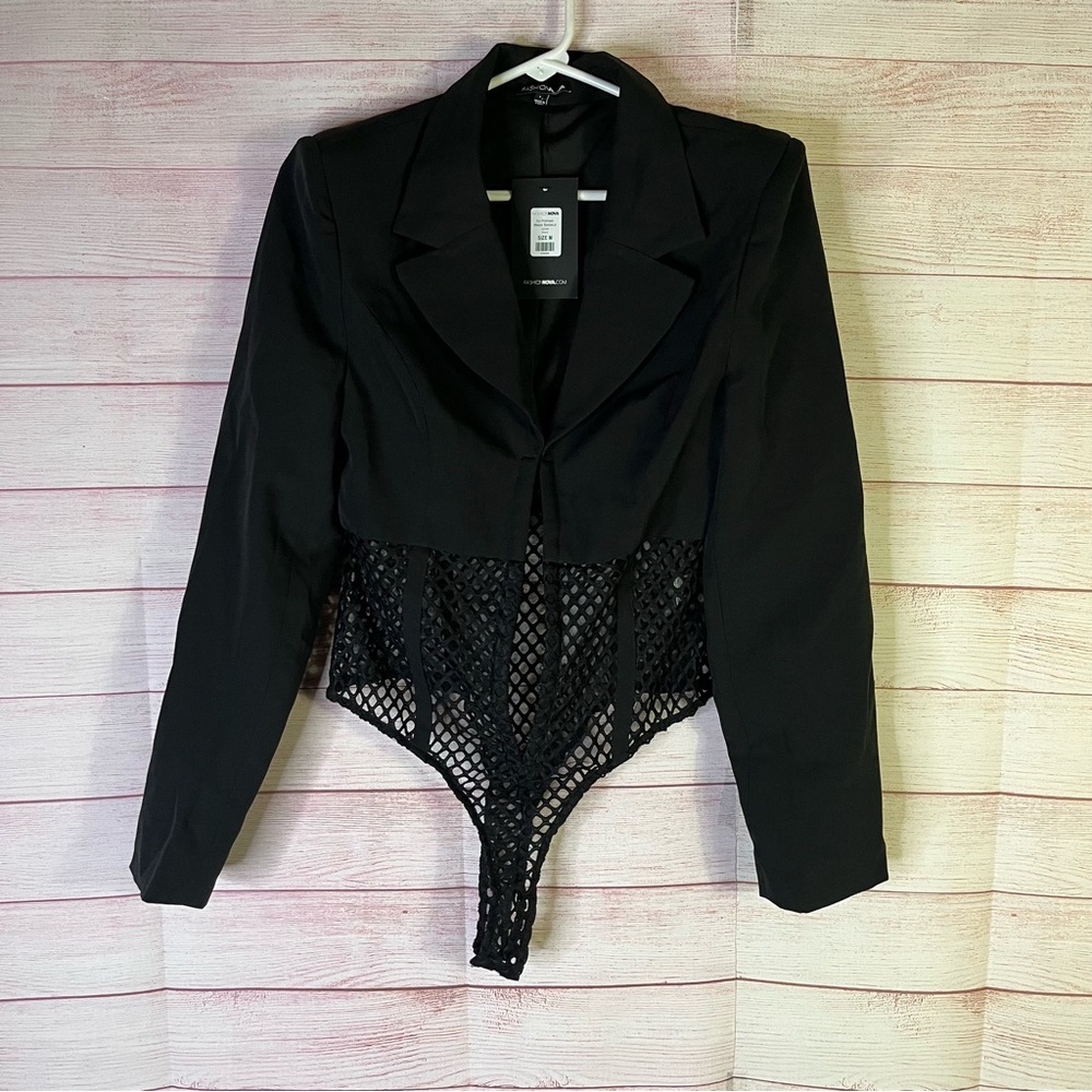 Fashion Nova NEW Black So Profresh Blazer Bodysuit Size‎ Medium
